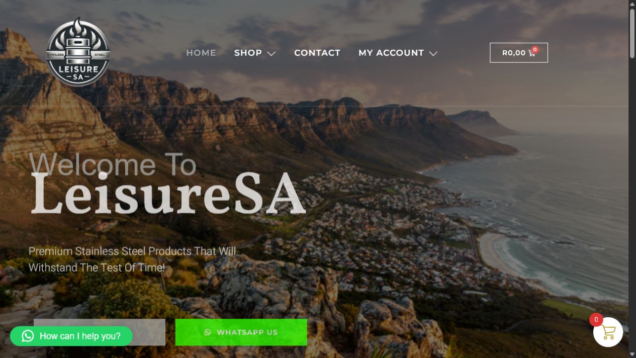 LeisureSA website on mobile
